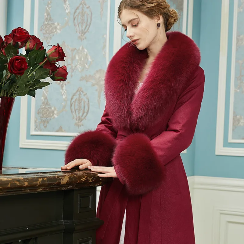 Winter Female Real Fur Scarf Long Neck Scarves Women Natural Fox Fur Collar And Cuffs Set Luxury Elegant Woman Warm Shawls
