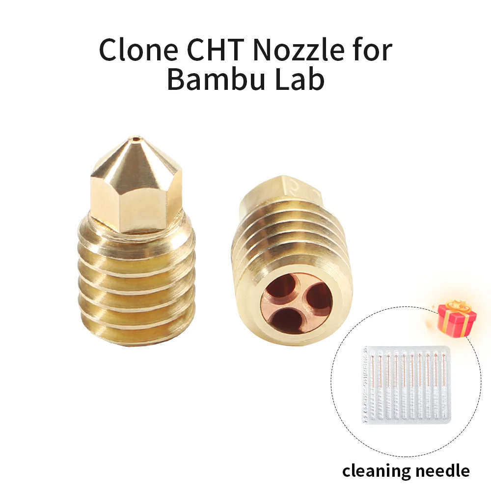 Clone CHT Nozzle for Bambu Lab High Flow MK8 CHT Nozzle 0.4/0.6/0.8mm Brass Copper Extruder PrintHead for 1.75mm 3D Printer Part