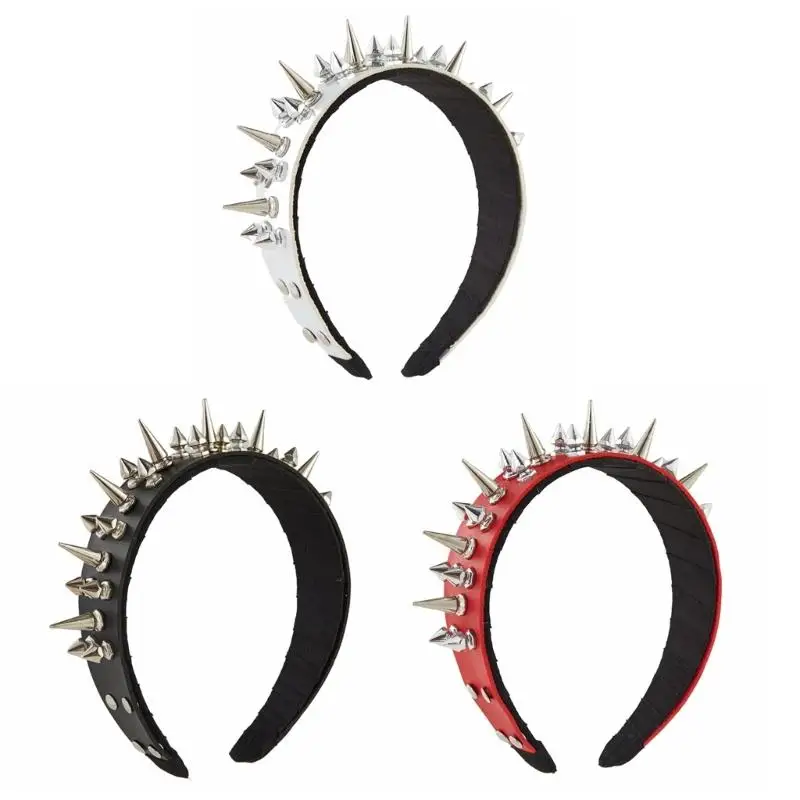 

Spiked Headband Gothic Tiaras Rivet Headband Rock Headband For Men Punk Headband Steampunk Leather Spiked Headpiece