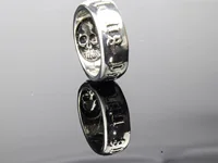 Memento Mori Skull Men's Biker Ring, Antique Stainless Steel Till Death Rings Wrapped Text for Men 2