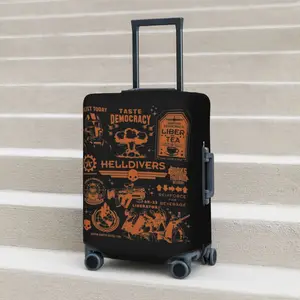Helldivers Video Game Vintage Suitcase Cover Vacation Fun Luggage Supplies Travel Protection