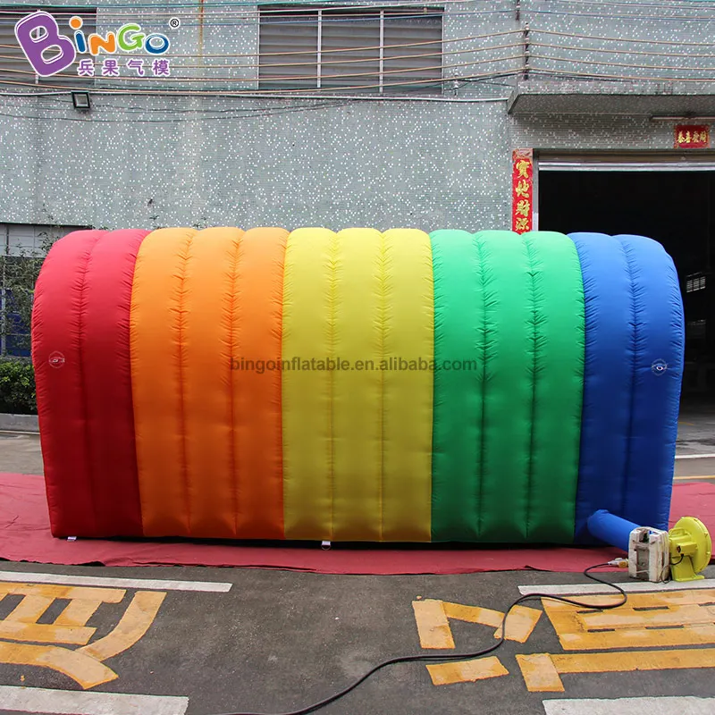 Customized 4x2x2.1 Meters Inflatable Rainbow Tunnel For Event Party Decoration 13ft Length Blow Up Colorful Toy Tents 4