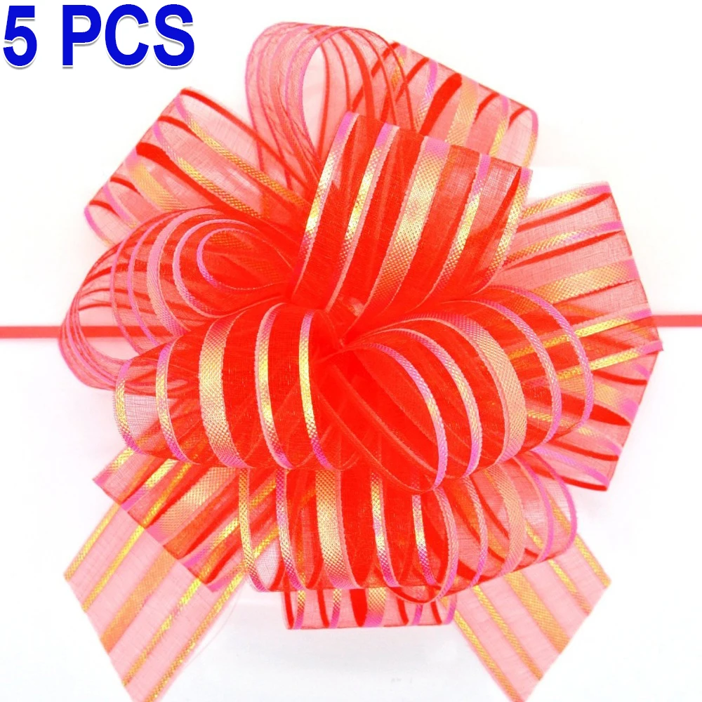 20pcs 7 Inch Large Pull Bow Gift Wrapping Bows Ribbon Organza