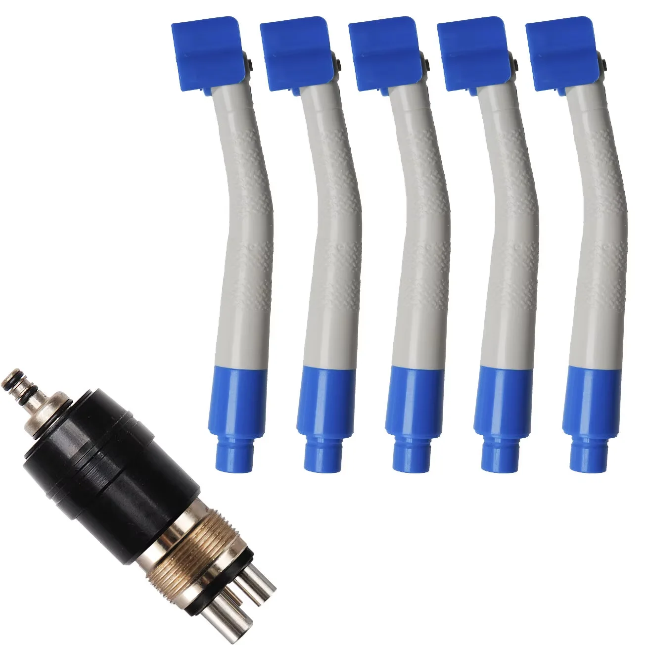 5PCS Einweg Dental High Speed Handstück Air Turbine Nsk Stil + 1pc 4 Löcher Schnellkupplung