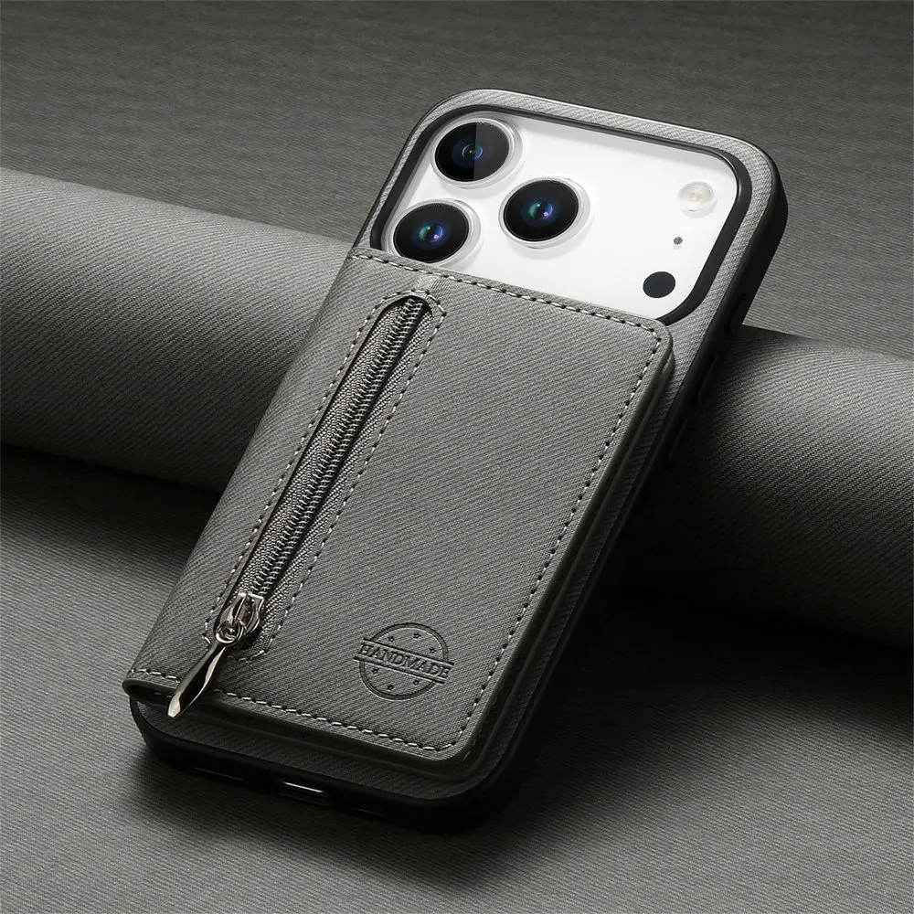Luxury Leather Zipper Wallet Phone Case with Card Holder
