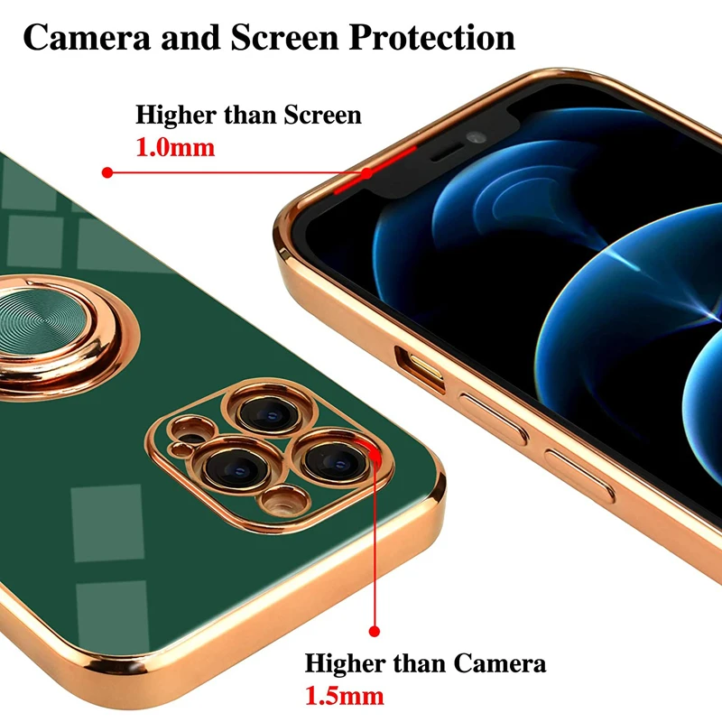 Electroplated Soft Back Phone Case with Ring Holder