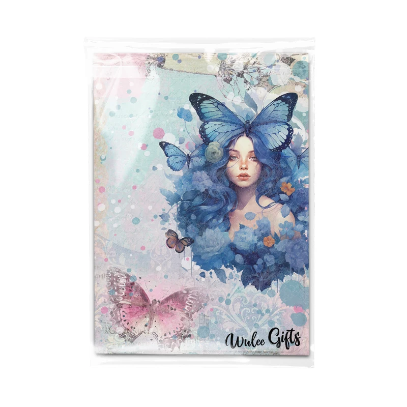 오리지널 디자인 나비 스크랩북 장식, 레트로 종이, 정크 저널, 황산 공예 종이, S24042401, 8 개