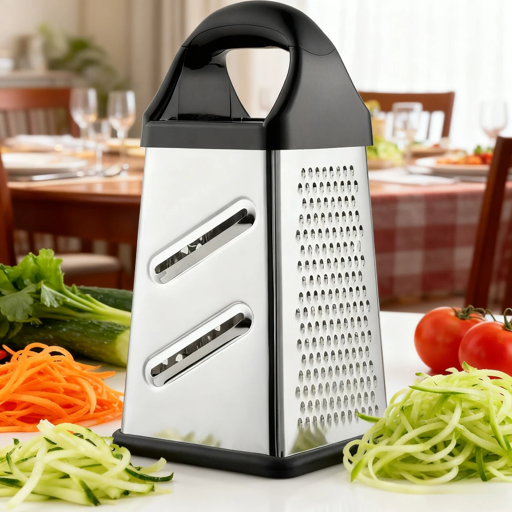 مبشرة من الفولاذ المقاوم للصدأ 4 جوانب قطاعة الخضراوات قاعدة نونسليب قطاعة الخضراوات متعددة الوظائف المطبخ قطاعة الفواكه المنزلية