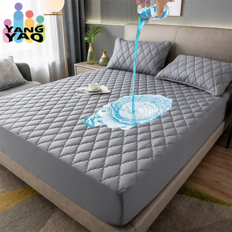

Embossed 100% Waterproof Quilted Fitted Sheet with Elastic Band Cozy Air-Permeable Bed Cover Protector Mattress Cover 150x200