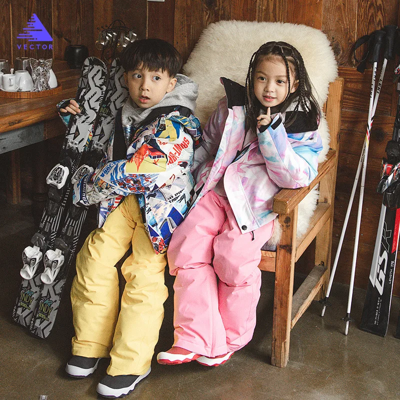 Boys Children Warm Snowsuit Hooded Ski Jacket Girls Waterproof Windproof Ski Suit Snowboarding Jacket And Pants