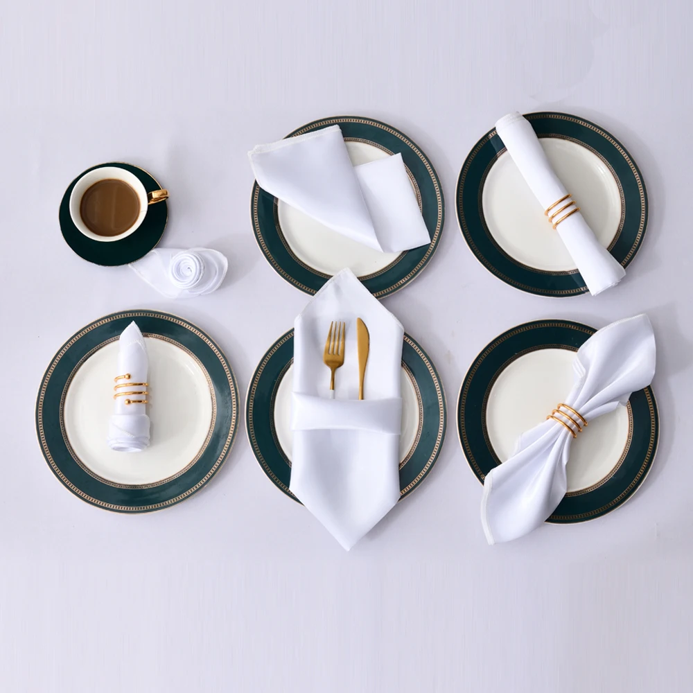 20PCS 51x51cm 연회 파티 웨딩 홈 테이블 천으로 칵테일 주방 저녁 식사 냅킨에 대 한 부드러운 Htitched 사각형 냅킨 새틴