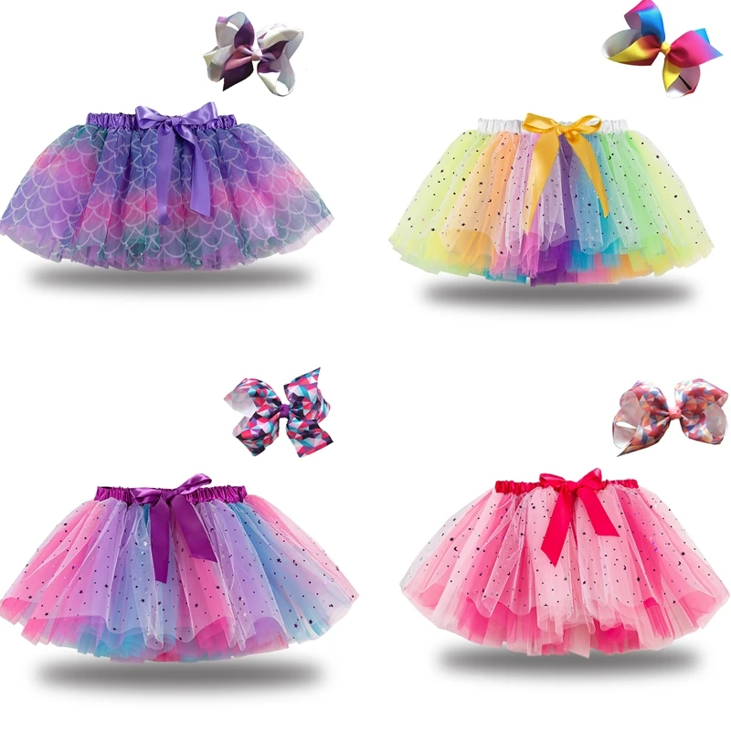 Toddler Girls Tutu Skirt Flower Pleated Princess Skirts Short Pants Under Children 2 3 4 5 6 Year Dance Elastic Waist Skirt Mini ballet tutu skirt children skirts