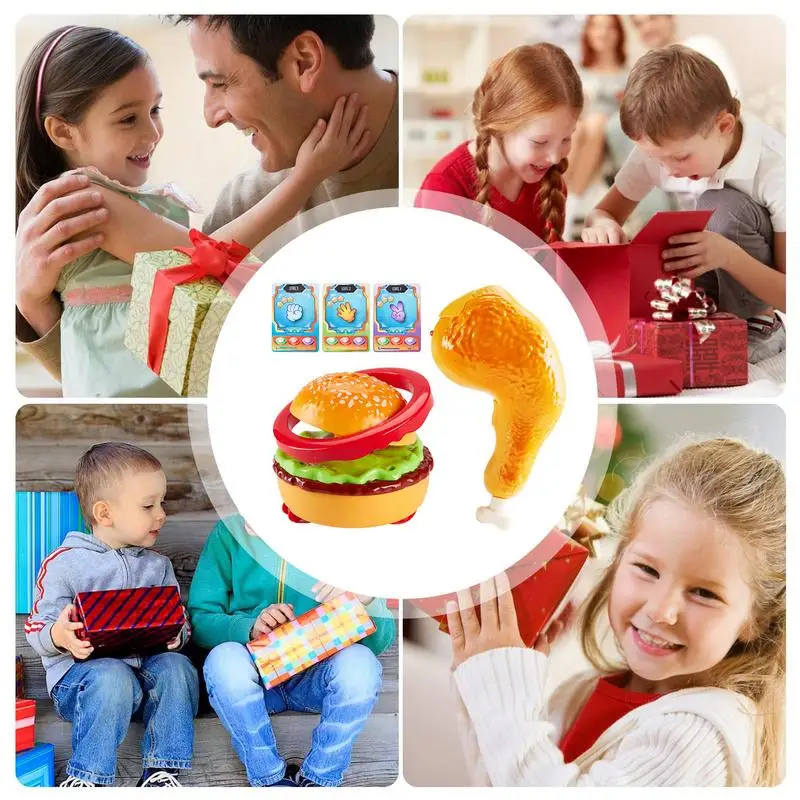 

RC Toys Light Up Battery Powered Pretend Play RC Hamburger With Music Realistic Chicken Legs Cute Interactive Trick Toy Set For