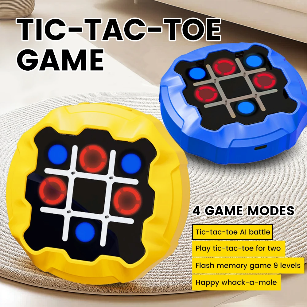 USB Rechargeable Electronic Tic-Tac-Toe Game Board Ease of Mobility Chessboard Improve Reaction Ability for Kids Gifts Toys