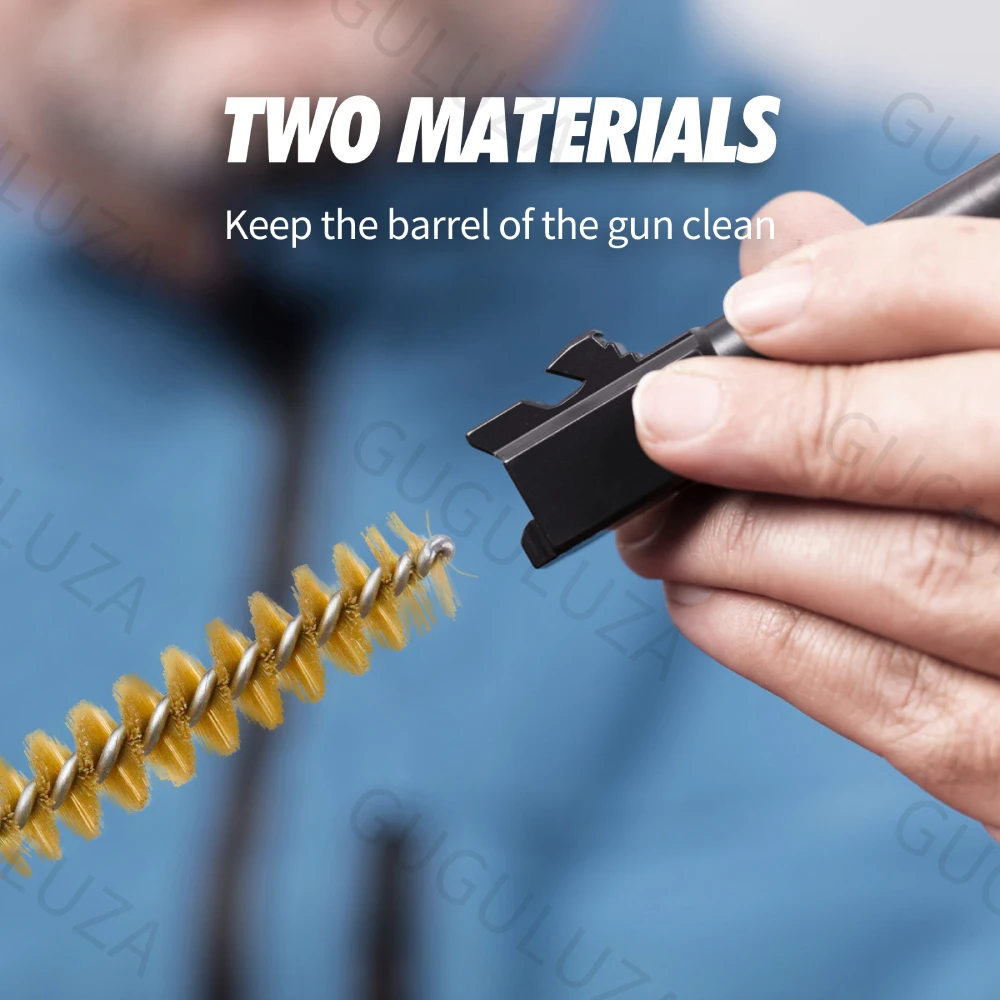 Gun Cleaning Kit GUGULUZA 3/6Pcs Set 9MM Pistol Cleaning Kit Brass Bristle Bore Brush Nylon Rod Universal .38Cal.357Cal Handgun Revolvers