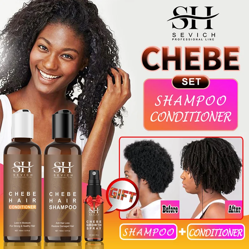 2pcs Chebe Powder Hair Care Set Anti Hair Loss Shampoo Hair Growth Conditioner Traction Alopecia Treatment  Hair Growth Products