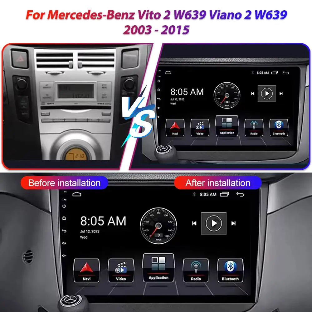 ȵ̵ ڵ Dvd 14 ޸- Vito 2 W639 Viano 2 W639 2003 - 2015 ġ ũ Ƽ̵ ÷̾ GPS ׺̼  ķ