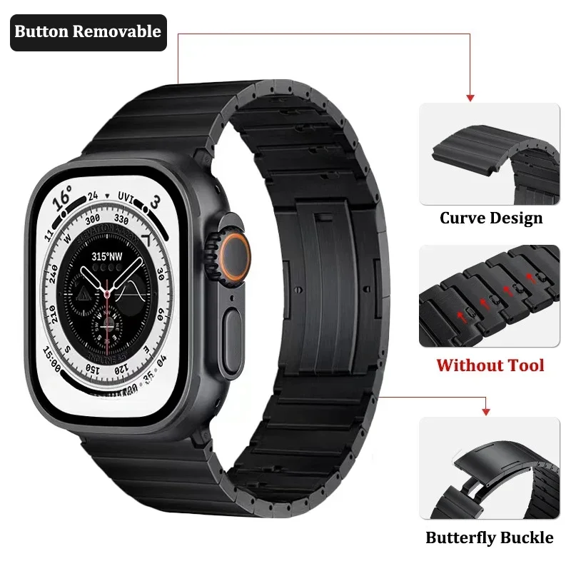 Apple Watch Ultra 2用チタンリンクブレスレット,iwatchシリーズ