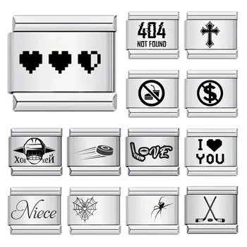 Fashion Laser Engraving Cross Cat Heart Spider Love Italian Charm Link fit 9mm Stainless Steel Bracelet Making DIY Jewelry 2026 1