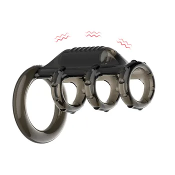 G Spot Stimulator Bullet Vibrator Cock Sleeve Penis Vibrating Ring Ejaculation Delay Strap on Dildo Enlargement Extender adult 4