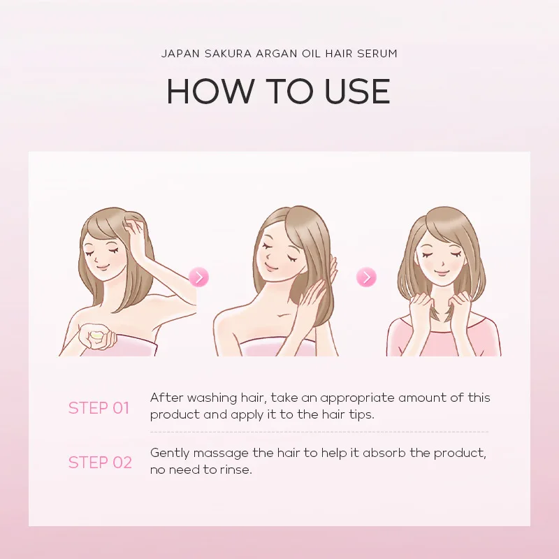 Pure Sakura Hair Essential Oil Argan Essence Moisturizer Nourish Scalp Dry Hair Care Products 60ml Hair oil Hair essence oil