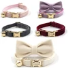 Personalized Cat Collar Velvet ID Engraving Name Tag Collar for Cat Necklace Puppy Kitten Bell Bow tie Custom Small Dog Collar 1