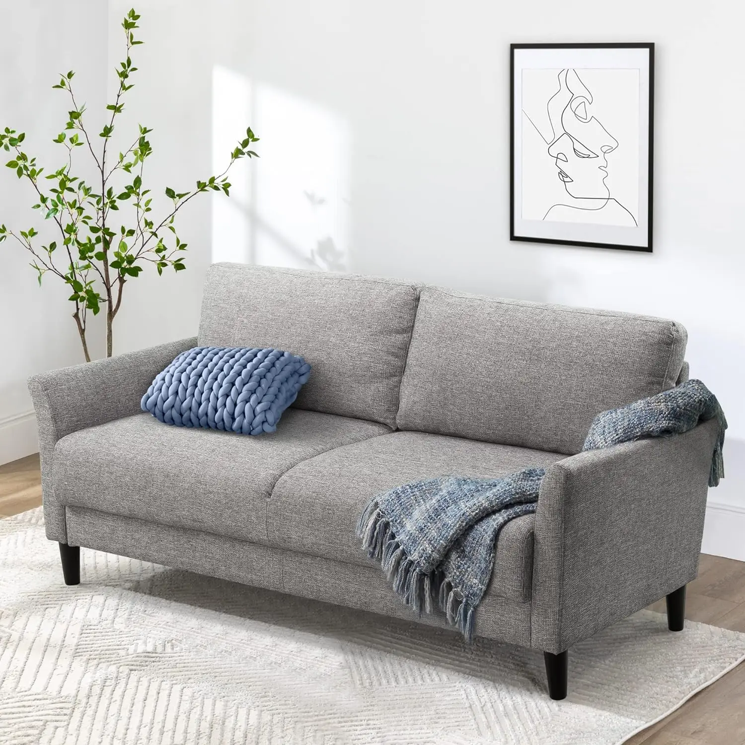 

ZINUS Jackie Sofa Couch, Easy, Tool-Free Assembly, Soft Grey