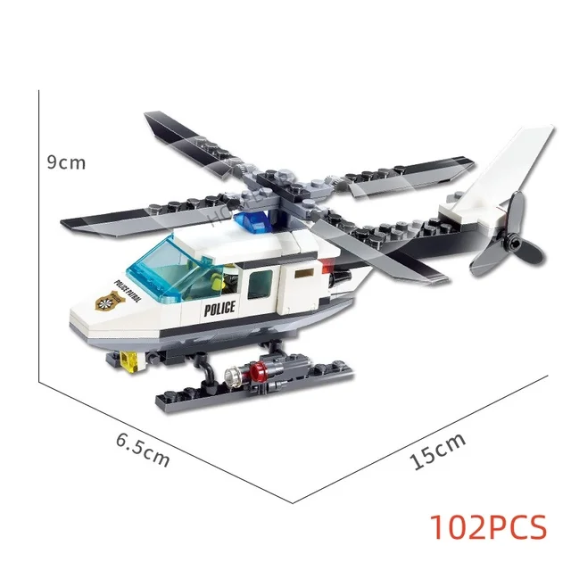 Super Police City Plane Dual-Rotor Helicopter Famous Car SWAT Building Blocks DIY MOC Classic Model Bricks for Children Kits 5