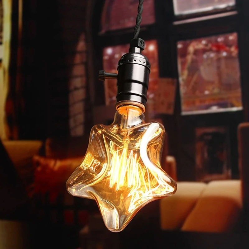 

Vintage decorative light bulb e27 star/heart incandescent bulb retro edison bulb