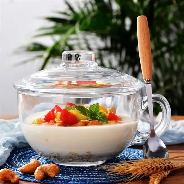 Buy Wholesale China Square Glass Soup Bowl High Borosilicate Glass Cereal  Bowl Glass Bowl With Plastic Lid Soup Bowls & Glass Bowl Container Storage  Dinnerware at USD 0.82