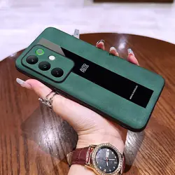 Luxury Leather Matte Lanyard Phone Case - Simple Shockproof Bumper Cover for Realme C85 4G (Green)