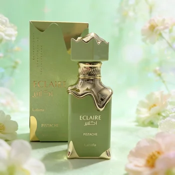 Lattafa Eclaire Pistache Women's Eau De Parfum Spray 3.4 Ounce Gourmand Nutty Creamy Musky Long-Lasting Fragrance