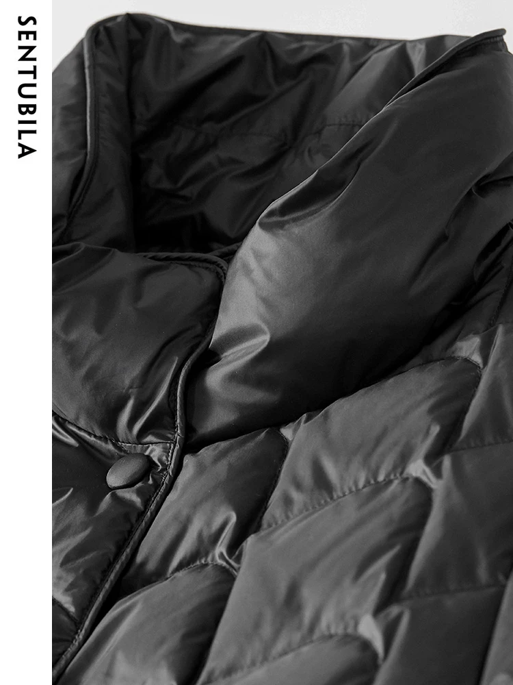 SENTUBILA 2023 Autumn Winter Warm Down Jacket Women 90 White Duck Down Coat Single Breasted Lightweight Crop Jackets W34Y50153