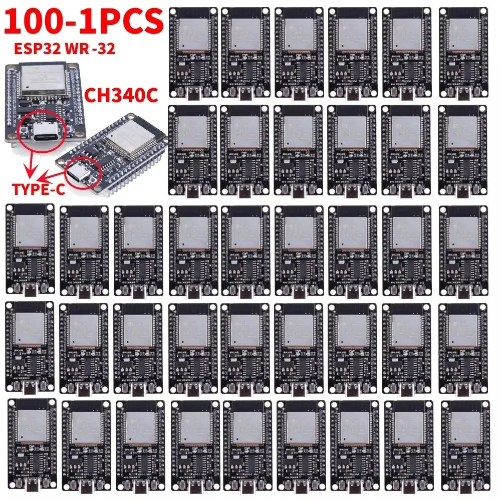 Development Board 100-1pcs ESP32 WR-32 TYPE-C CH340C WiFi+Bluetooth-compatible Module for IOT 32MBIT