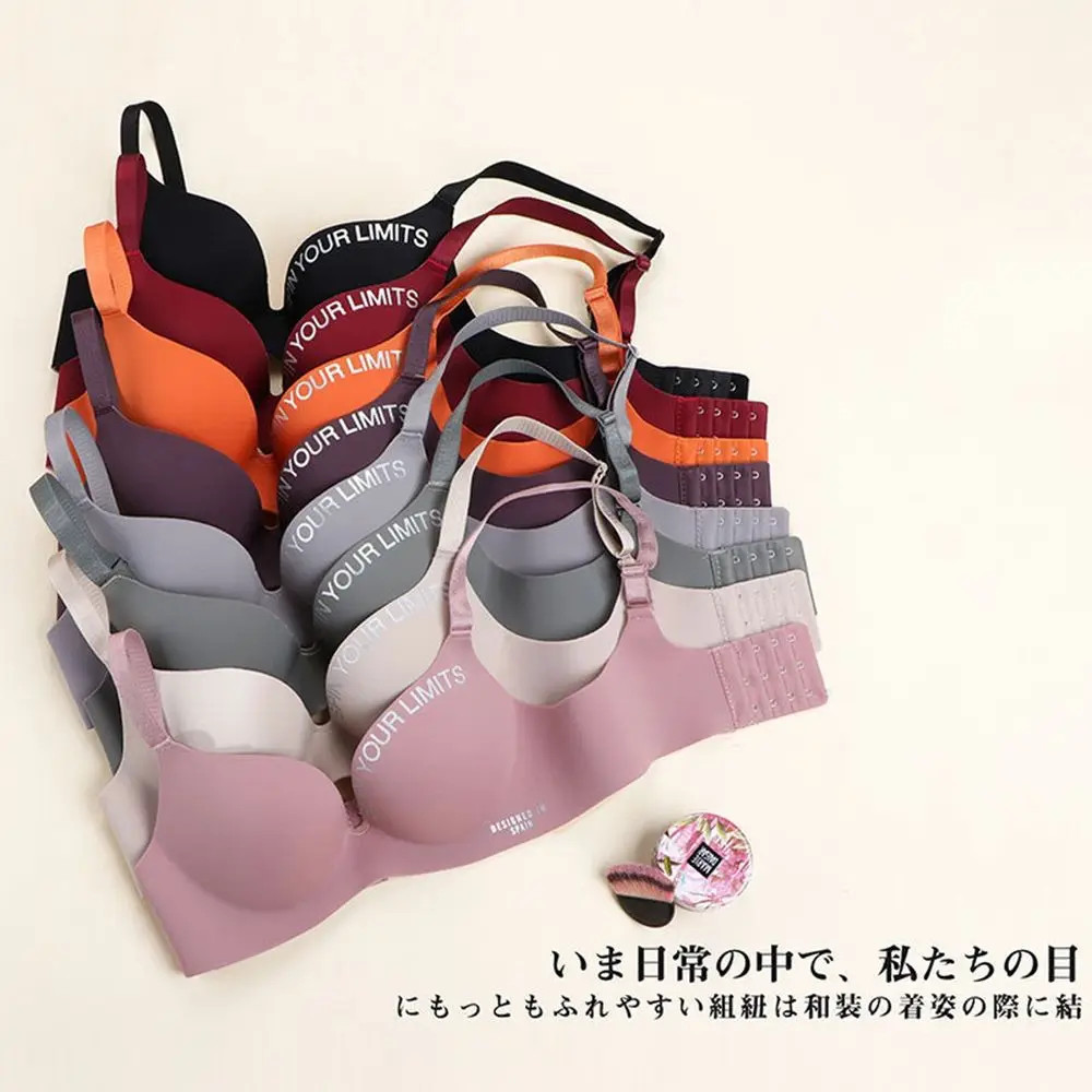 No Steel Ring Thin Tube Top Seamless Women Intimates Deep V-Shape Letter Pattern Push Up Bralette Reggiseno A Coppa Piena Reggiseni Da Donna