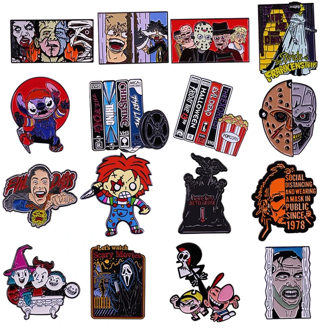 Halloween filmes de terror figura difícil esmalte pinos coletar bonito  meninos de metal dos desenhos animados