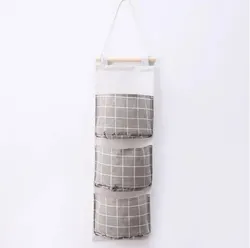 Waterproof Hanging Storage Bag with 3 Pockets - Bear Flamingo Design Wall-Mounted Organizer (Light Gray)