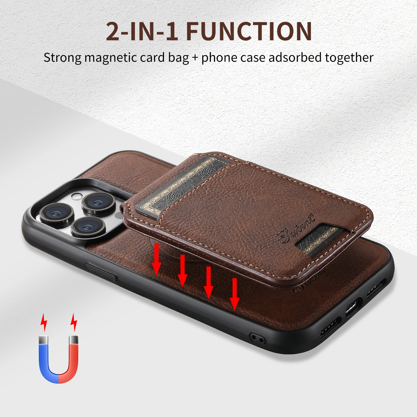 6 Cards Magsafe Leather iPhone Wallet Fits iPhone 15/14/13/12, 15/14 Plus,  iPhone 15/14/13/12 Pro & 15/14/13/12 Pro Max 