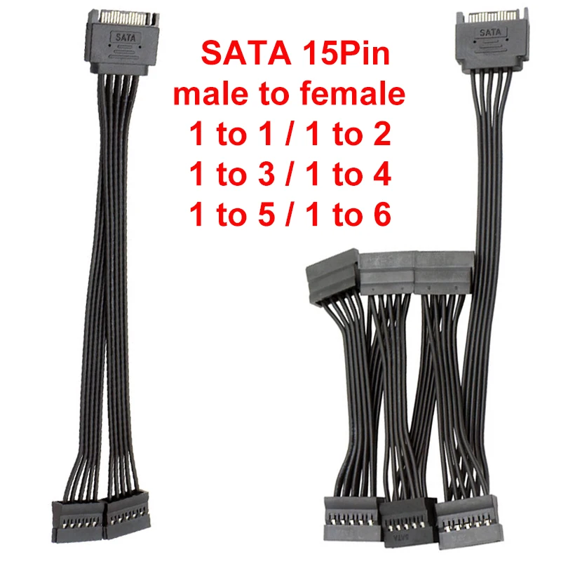 5-wire SATA 15pin male to female extension cable to