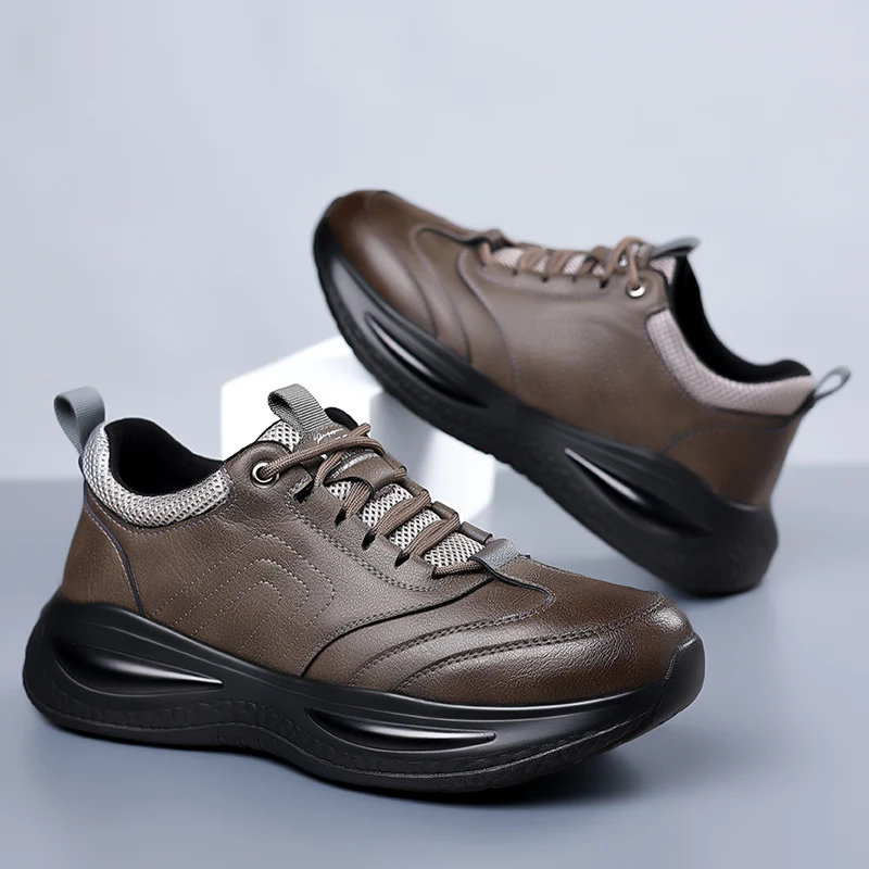 أحذية جلدية رجالية عصرية للخريف، أحذية رسمية كلاسيكية للأعمال، أحذية رياضية مريحة بنعل سميك للمكتب والخارج والمشي اليومي