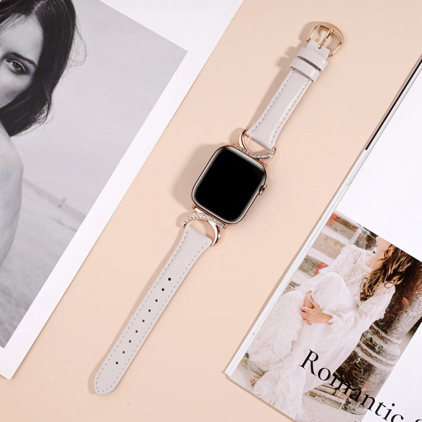 รูปสินค้า สายนาฬิกา Apple Watch ประดับเพชรรูปพระจันทร์ สวยหรู ใส่ได้ทุกขนาด