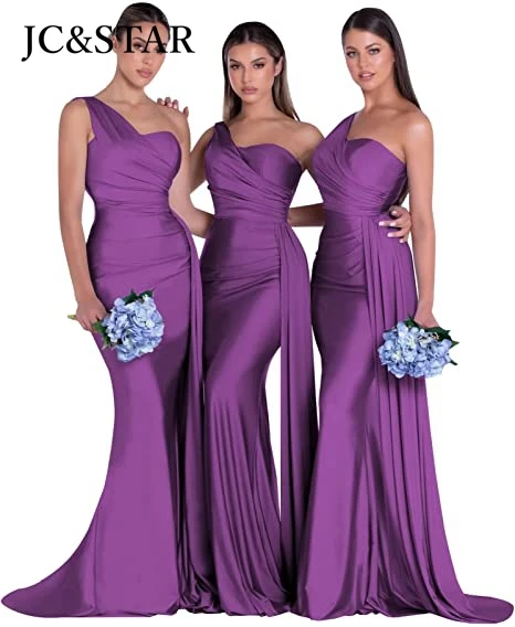royal blue bridesmaid dresses women for wedding new satin one shoulder sexy mermaid vestidos para bodas mujer invitada chic satin wedding dress bridesmaid dresses