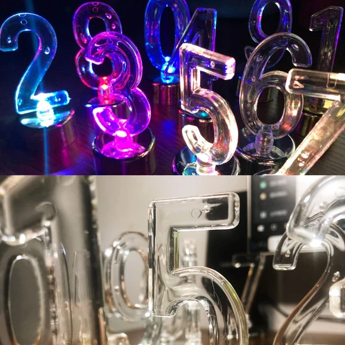 맞춤형 전자 촛불 멀티 컬러 깜박이 숫자 LED 티 라이트, DIY 카운트다운 야간 램프, 결혼식 생일 파티, 1PC 4