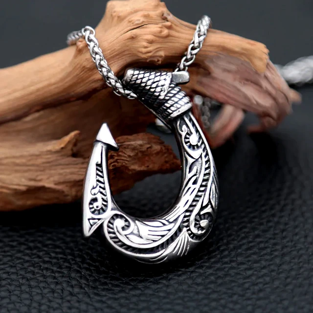 Fashion Punk Fish Hook Pendant Vintage Stainless Steel Norse Viking Amulet  Necklace For Men Biker Jewelry Gift Dropshipping - AliExpress