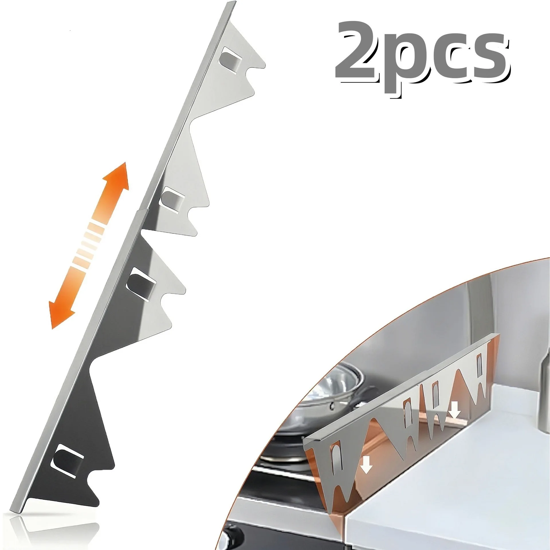 Silver Stainless Steel Adjustable Stove Gap Covers - Set of 4, Easy-to-Clean Kitchen Counter Fillers