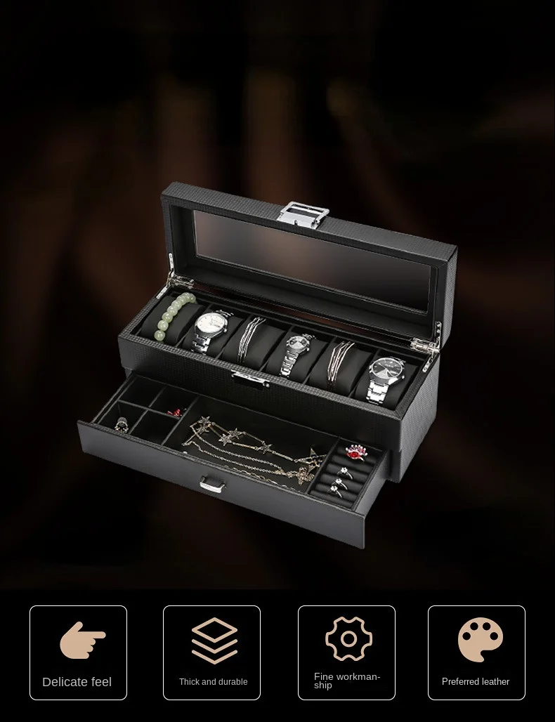 Luxury Wooden Watch Organizer Box with Automatic Watchwinder Stand – Multi-Slot Jewelry... - SKU JDC02145 - UGI Packaging