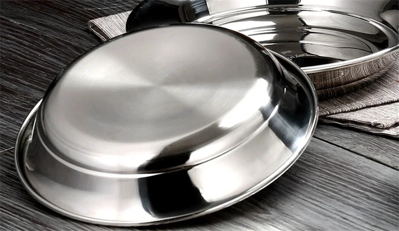 Good Quality 304 Stainless Steel Soup Fruits Dessert Plate Ableware Durable Dish Bowls Kitchen Accessories Bandeja Fish Dish