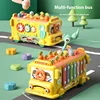 Multifunction Bus Children Toys Musical Instrument Cartoon Pulling Out Carrots Baby Montessori Educational Toys Bus Storage Box 1