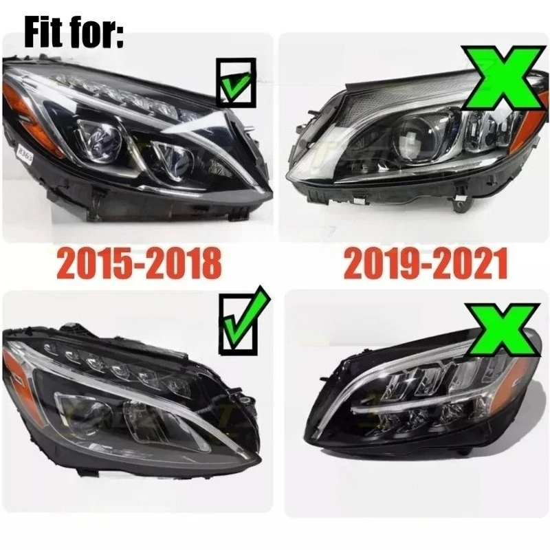 메르세데스 W205 C-클래스 2015-2018 C200 C300 C180 C220용 레드 DRL LED 보드, LED 헤드라이트 주간 주행등 블루 옐로우