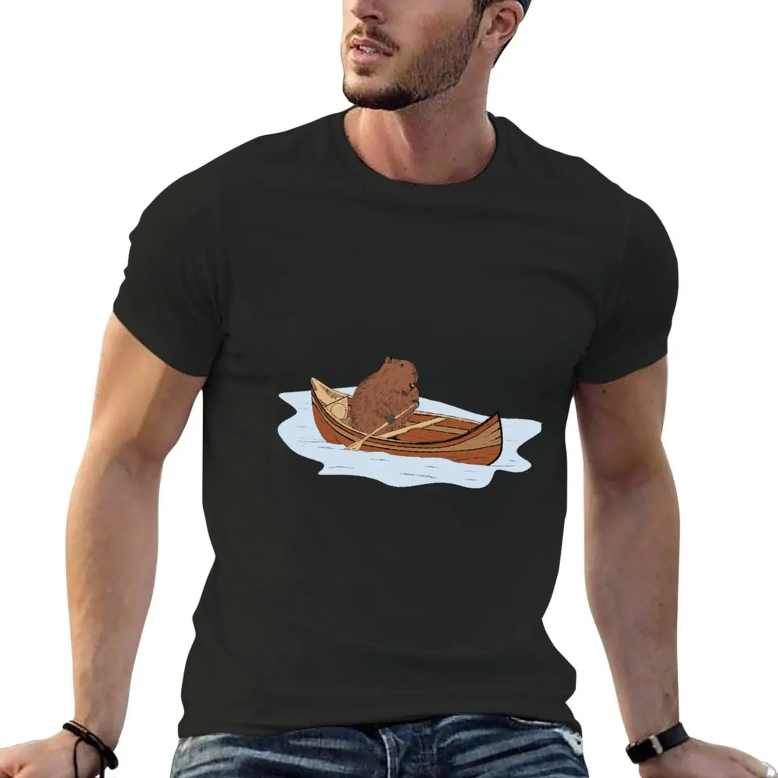 

Beaver in a canoe T-Shirt customs design your own heavyweights anime mens graphic t-shirts big and tall